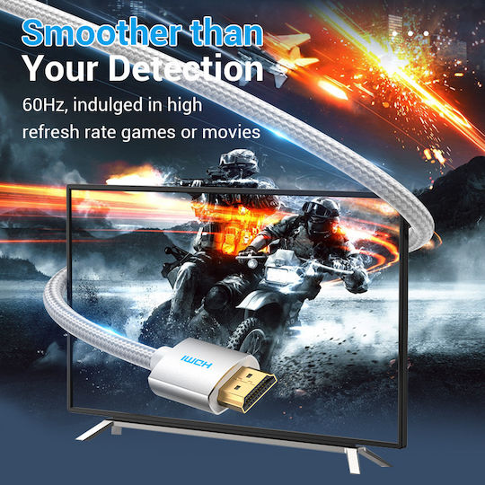 Vention Hdmi Cable 2.0 4k60hz Braided 2.0m Silver Aabih