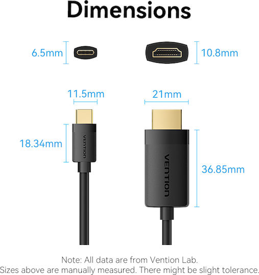 Vention Converter Usb-c To Hdmi Cable 4k60hz 1.5m Cribg