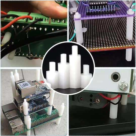 Set Distanțiere Hexagonale Bărbat-Femeie M2.5 M3 Pentru PCB Din Plastic Nylon Nuci Și Șaibe Albe