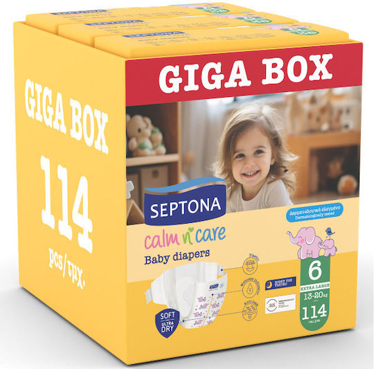 Septona Πάνες με Αυτοκόλλητο Calm & Care No. 6 για 13-20kg 114τμχ