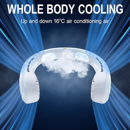 Portable Adjustable Neck Fan 5 Speed Levels Digital Display Usb Skdr Neckbreeze Blue
