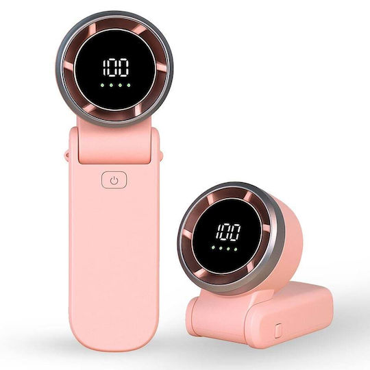 Mini Ventilator Portabil A9 Display Led 5 Viteze Usb-c Baterie Reîncărcabilă 5000mah Roz Silentios