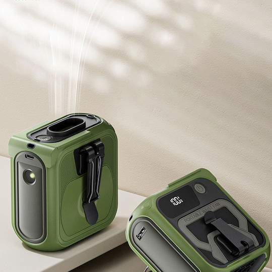 Ventilator Turbo Portabil Z13 5 Viteze 10000mah Încărcare Rapidă Suport Metalic Lanternă Bancă De Alimentare Verde
