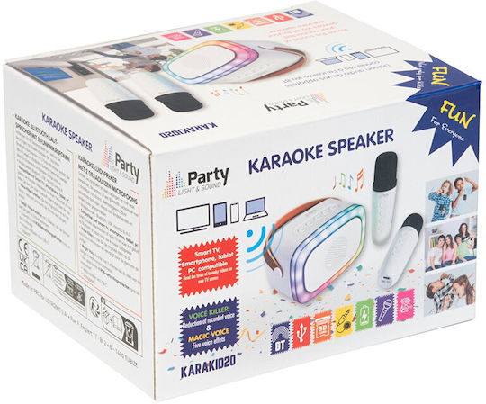 Ηχείο Karaoke με Ασύρματα Μικρόφωνα και Εφέ Φωτισμού KARAKID20 Πολύχρωμο