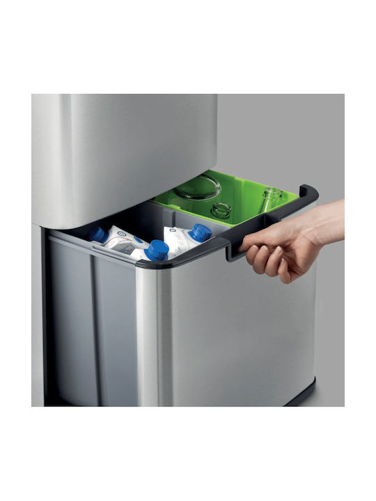Les Collectors Coș De Gunoi Pentru Reciclare Din Oțel Inoxidabil Cu Senzor Gri 64lt
