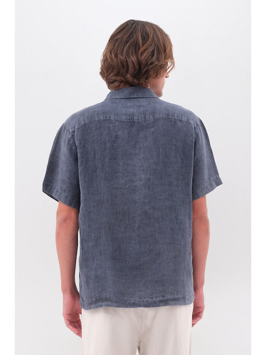 Short-sleeved Linen Shirt Blue