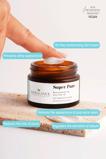 Alpaya Dermaceuticals Super Pure Niacinamidă 5% + Zinc PCA 1% Light Crema de față controlantă împotriva acneei cu niacinamidă 50ml