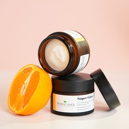 Alpaya Dermaceuticals Super Glow 5% Аскорбинова Киселина + 1% Ферулова Киселина Крем За Лице За Против Стареене И Регулация На Омазняването С Хиалуронова Киселина И Витамин С 50мл