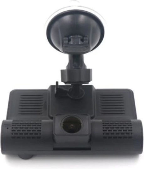 Foxmag24 Triple Dashboard Car Video Camera Full Hd 3 Cameras Front Rear Interior 4 Inch Display G Sensor 170 Degrees Black