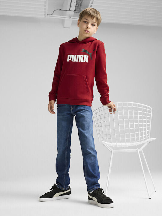 Kids Sweatshirt with Hood and Pockets Bordeaux Ess+ 2
