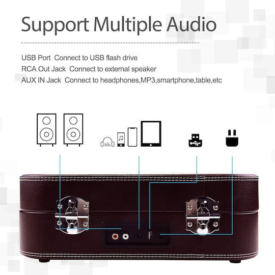 Voksun Voksun Turntable with Built-in Pre Amp and Built-in Speakers Black