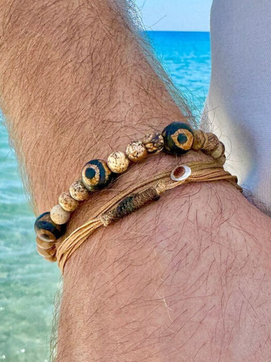 Irmelia "Round Me Up" Men's Bracelet Light Tan made of Silver