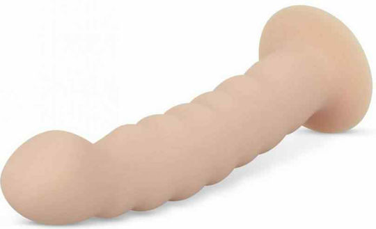 Beige Gebogener Silikonmodell Gurtzeug Easytoys Fetish Collection Strap-Ons Dildo Harness Rillen & Gebogen Beige 14,5cm