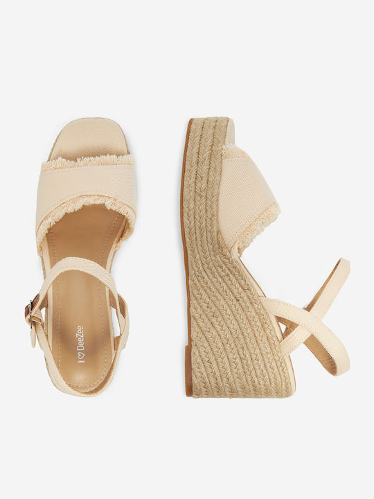 Damenplattformen Beige