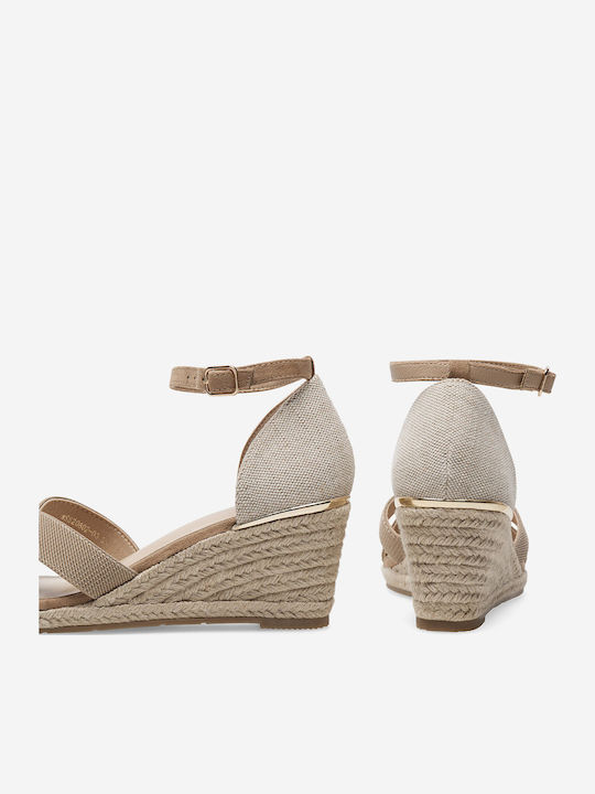 Women's Ankle Strap Platforms Beige