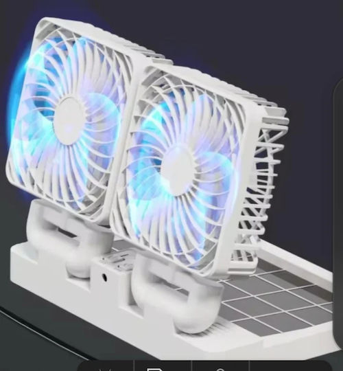 Faltbarer Auto Ventilator Tragbar Wiederaufladbar 2 Köpfe Solarbetrieben Wiederaufladbare Batterie Weiß