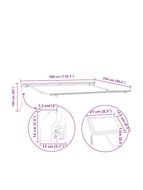 vidaXL Terrace Wall Tent with LED Light Red 3x2.5cm