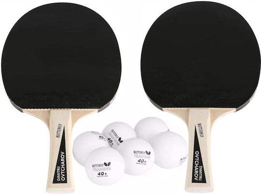 Butterfly Satz 2 Tischtennisschläger + 6 Bälle Dimitrij Ovtcharov