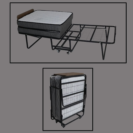 Klappbett mit Matratze 13cm Einzel Schwarz 190x80cm