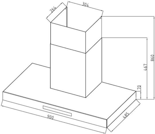 Davoline Metric Pro Απορροφητήρας Καμινάδα 90cm Inox