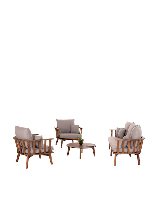 Set Mobilier Exterior Harra 4 Piese Natural Cu Perne