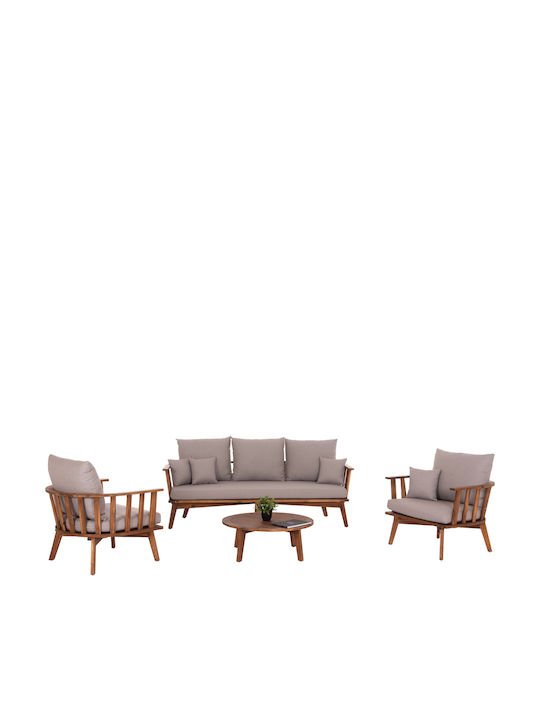 Set Mobilier Exterior Harra 4 Piese Natural Cu Perne