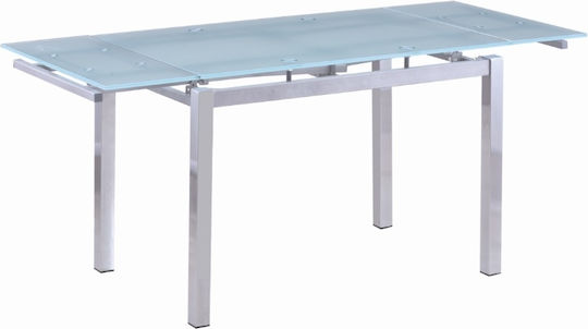 Kitchen Table with Glass Surface White 60x100x75cm 2102-X