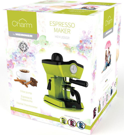Heinner Charm Automatic Espresso Machine 800W Pressure 3.5bar Green