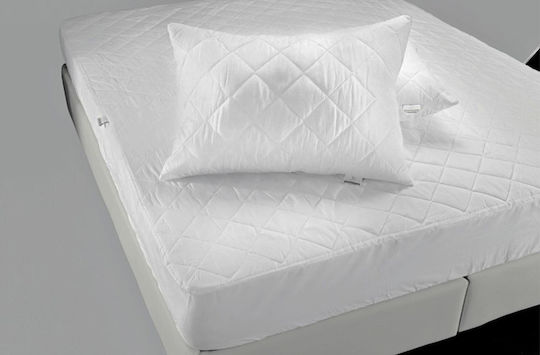 Flamingo Protective Cover Queen with Skirt Quilted White 160x200+25cm