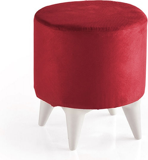 Stool For Living Room Upholstered with Fabric Yuv Red 38x38x41cm