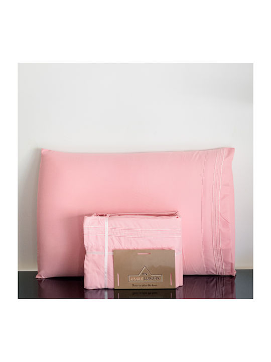 My Home Luxury Duvet Cover Set 220x240cm Extra Large with 2 Pillowcases and 1 Bed Sheet Pink