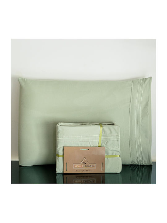 My Home Luxury Set Duvet Cover 220x240cm Super King with 2 Pillowcases and 1 Bed Sheet Green