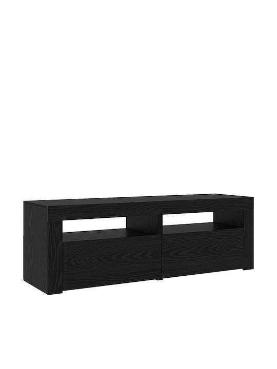 Шкаф за телевизор Дървен с LED Осветление Black Oak Д90xШ35xВ40см