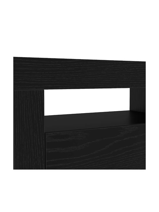 Шкаф за телевизор Дървен с LED Осветление Black Oak Д90xШ35xВ40см
