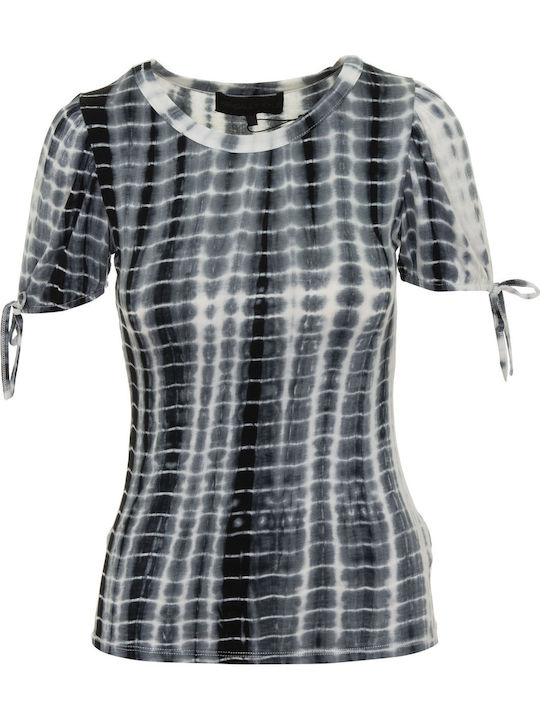 Women's Summer Blouse Short Sleeve Black / White