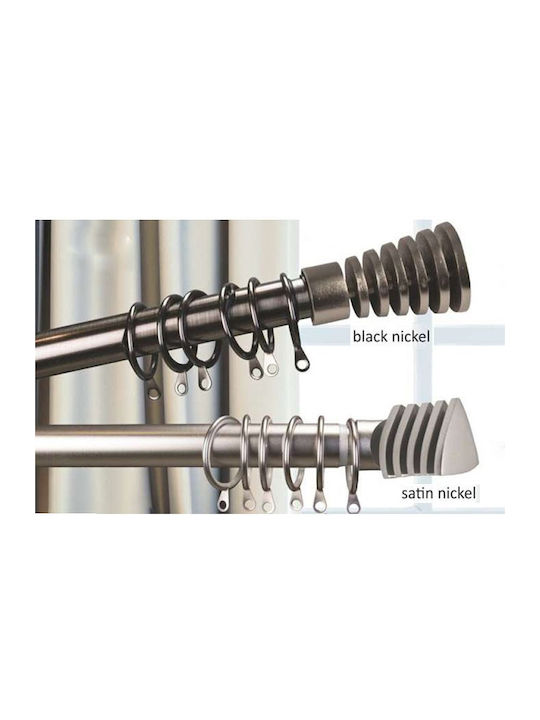 Flamingo Extendable Metallic Curtain Pole Fishbone Single 160-300cm Black Nickel