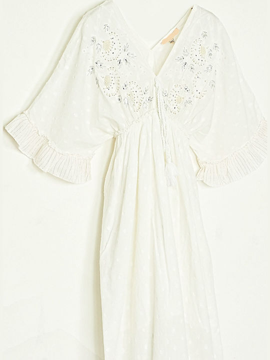 Summer Maxi Dress with Ruffles White