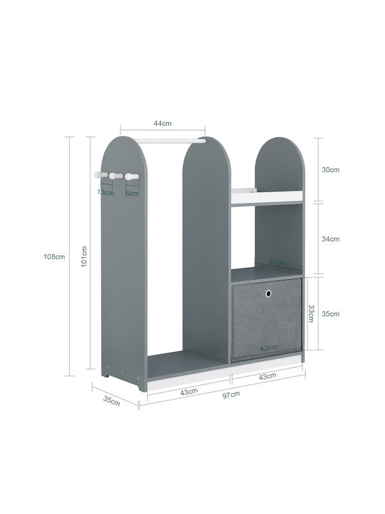 SoBuy Παιδική Κρεμάστρα Ξύλινη με Ράφι 90x107x34.5εκ.
