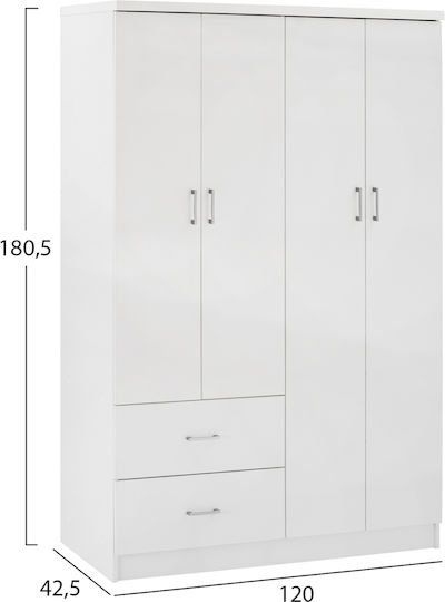 Vier Türen Real 120x42.5x180.5cm White Vier Türen Real 120x42.5x180.5cm White