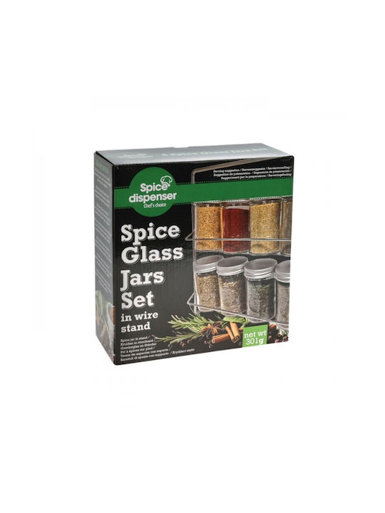 Excellent Houseware Suporturi de Condimente Sticloase pe Suport Transparentă 8buc