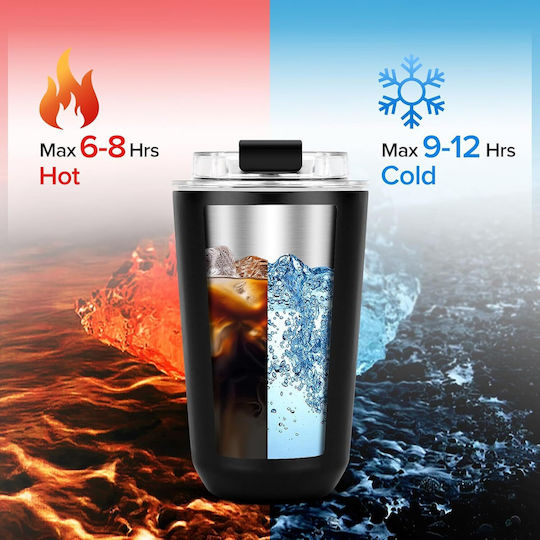 Uncle George Glass Thermos Stainless Steel Aluminum BPA Free 355ml Black