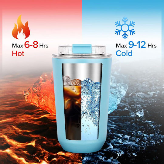 Uncle George Glass Thermos Stainless Steel / Aluminum BPA Free 355ml Light Blue
