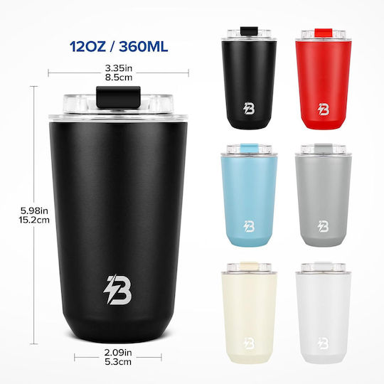 Uncle George Glass Thermos Stainless Steel Aluminum BPA Free 355ml Black