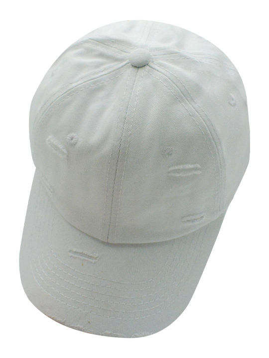 Βαμβακερό Unisex Τζόκεϊ Ξέφτια Λευκό Brims Trims