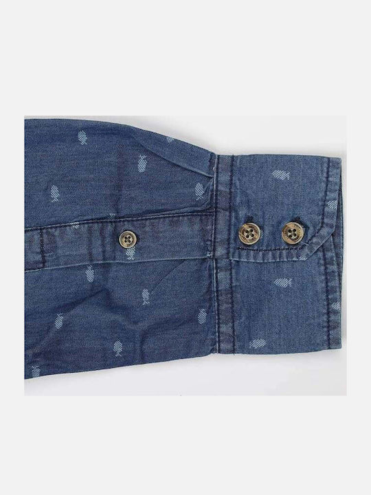 Cu mânecă lungă Bumbac Cămașă Blue, Dark Indigo