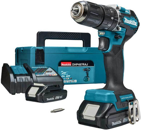 Makita DHP487RAJ Κρουστικό Δραπανοκατσάβιδο Μπαταρίας Brushless 18V 2x2Ah