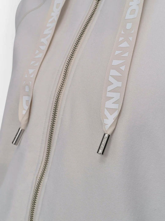 DKNY Ζακέτα Εκρού με Κουκούλα