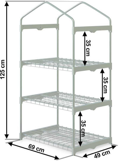 Plonos 4921 Greenhouse House Type with Metal Frame and Shelves 0.69x0.49x1.25m
