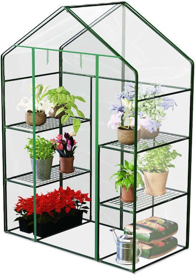 Plonos GC4922 Greenhouse House Type with Metal Frame and Shelves 1.4x0.7x1.95m