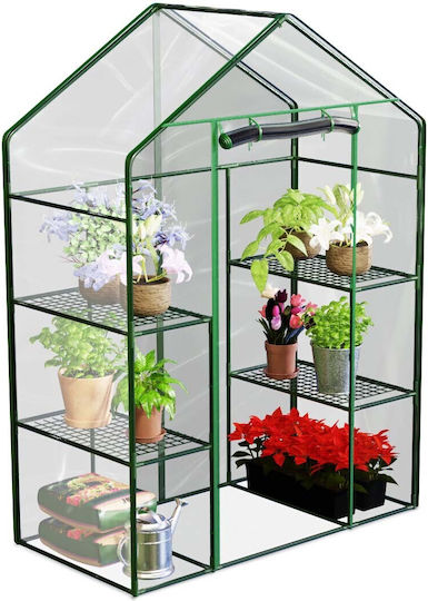 Plonos GC4922 Greenhouse House Type with Metal Frame and Shelves 1.4x0.7x1.95m
